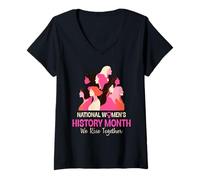 Femme National Women’s History Month 2026 We Rise Together T-Shirt avec Col en V