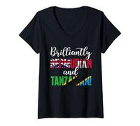 Femme Nationalités Mixtes brillamment bermudiennes et tanzaniennes T-Shirt avec Col en V