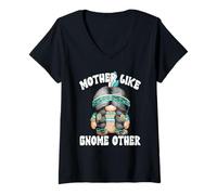 Femme Native American GNOME Pun for Grandma Cute Indian Mom T-Shirt avec Col en V