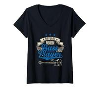 Femme Natural Born Bass Player Band Guitare Musicien Musicien T-Shirt avec Col en V
