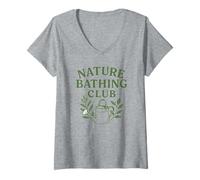 Femme Nature Bain Club Arrosoir Amoureux Plante T-Shirt avec Col en V