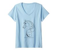 Femme Nature's Geometry Cheval géométrique Ligne Art Design T-Shirt avec Col en V