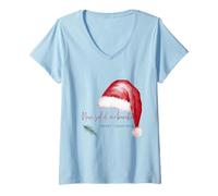 Femme Nave sal di mubaraka Joyeux Noël Punjabi Inde T-Shirt avec Col en V