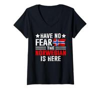 Femme N'ayez Pas Peur, Le Norvégien est là | Funny Norway Heritage T-Shirt avec Col en V