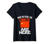 Femme N'ayez Pas Peur, Les Chinois sont là, drôle de Chine T-Shirt avec Col en V