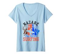 Femme Nazaré Big Wave Surf Surf Surfer T-Shirt avec Col en V