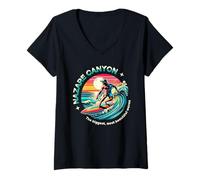 Femme Nazare Biggest Wave Surfing Surf in Portugal Men Surfer T-Shirt avec Col en V