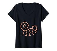 Femme Nazca Lines Géoglyphes du Pérou Rétro T-Shirt avec Col en V