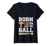 Femme Né 2ème ballon d'anniversaire thème sport 2 ans garçon fille enfant T-Shirt avec Col en V