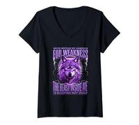 Femme Ne confondez jamais ma gentillesse avec ma faiblesse, Une bête dans Wolf T-Shirt avec Col en V