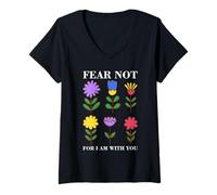 Femme Ne craignez Pas Les Fleurs - Verset de la Bible chrétienne Foi T-Shirt avec Col en V