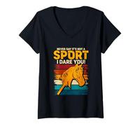 Femme Ne Dites jamais Que ce n'est Pas Un Sport, Je Vous Mets au défi T-Shirt avec Col en V