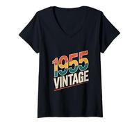 Femme Né en 1955, Vintage Best Of 1955 T-Shirt avec Col en V