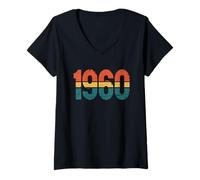 Femme Né en 1960, Vintage Best Of 1960 T-Shirt avec Col en V