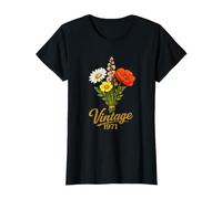 Femme Né en 1971, Fleurs Vintage, Motif rétro de Fleurs Sauvages T-Shirt