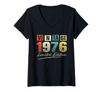 Femme Né en 1976, Vintage Best Of 1976 T-Shirt avec Col en V