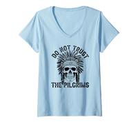 Femme Ne Faites Pas Confiance aux pèlerins T-Shirt avec Col en V