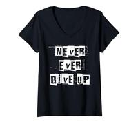 Femme Ne jamais abandonner T-Shirt avec Col en V