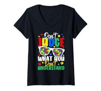 Femme Ne jugez Pas ce Que Vous ne comprenez Pas dans l'Autisme T-Shirt avec Col en V