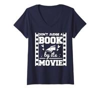 Femme Ne jugez pas un livre par son film - Amateurs de lecture de lecteurs avides T-Shirt avec Col en V