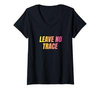Femme Ne Laisse Aucune Trace colorée Festival Musique Party Vibe T-Shirt avec Col en V