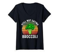 Femme Ne Mange Toujours Pas de Brocoli T-Shirt avec Col en V