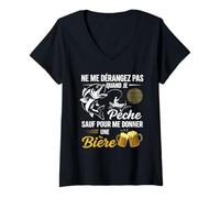 Femme Ne Me Dérangez Je Pêche Me Donner Une Bière Pêcheur T-Shirt avec Col en V