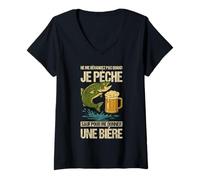 Femme Ne Me Dérangez Pas Quand Je Pêche sauf pour Une Bonne Bière T-Shirt avec Col en V