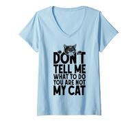 Femme Ne me Dites Pas Quoi Faire, Vous n'êtes Pas Mon propriétaire Amoureux des Chats T-Shirt avec Col en V