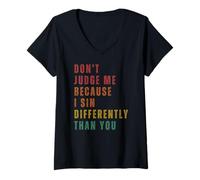 Femme Ne Me Jugez Pas Parce Que Je Pèche Différemment De Vous T-Shirt avec Col en V