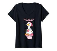 Femme Ne me Parlez Pas, Je Compte Funny Goose Knitting T-Shirt avec Col en V