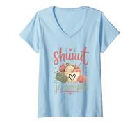 Femme ne me Parlez Pas, Je Compte Tricoter et Crocheter Cadeau Fun T-Shirt avec Col en V