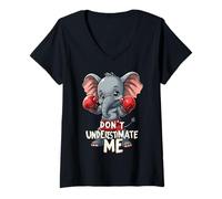Femme Ne Me sous-Estime Pas Éléphant Muay Thai Boxeur T-Shirt avec Col en V