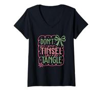 Femme Ne Mettez Pas Votre Guirlande dans Un Humour emmêlé T-Shirt avec Col en V
