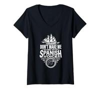 Femme Ne m'obligez Pas à Utiliser ma Voix espagnole - Funny Spain Pride T-Shirt avec Col en V