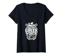 Femme Ne m'obligez Pas à Utiliser ma Voix Grecque - Funny Greece Pride T-Shirt avec Col en V
