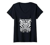 Femme Ne m'obligez Pas à Utiliser ma Voix Japonaise - Funny Japan Pride T-Shirt avec Col en V