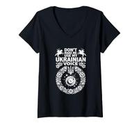 Femme Ne m'obligez Pas à Utiliser ma Voix ukrainienne - Funny Ukraine Pride T-Shirt avec Col en V