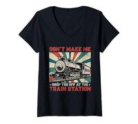 Femme Ne m'obligez Pas à Vous déposer à la Gare Travel Rails T-Shirt avec Col en V