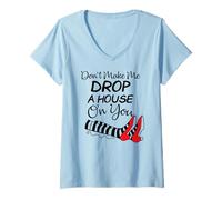 Femme Ne m'obligez Pas à Vous Faire Tomber Une Maison pour Halloween, C'est drôle T-Shirt avec Col en V