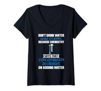Femme Ne Pas Boire de l'eau Tout en studing Parce Que la Science T-Shirt avec Col en V