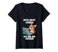 Femme Ne Pas Déranger : Fox, Le Passionné De Jeux Vidéo T-Shirt avec Col en V