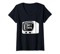 Femme Ne Pensez Pas à Regarder la télévision, endoctrinement, Complot pour contrôler l'esprit T-Shirt avec Col en V