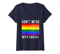 Femme Ne plaisante Pas avec Le Drapeau de la fierté LGBTQ Love LGBTQIA T-Shirt avec Col en V
