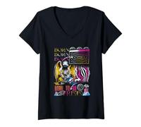 Femme Né pour être Libre - Urban Streetwear Statement T-Shirt avec Col en V
