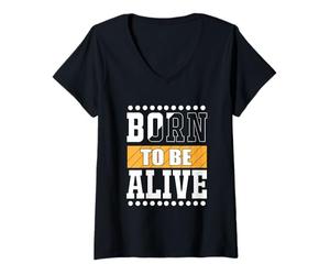 Femme Né pour être Vivant T-Shirt avec Col en V