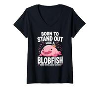Femme Né pour Se Démarquer comme Un Blobfish Bizarre Et Drôle T-Shirt avec Col en V