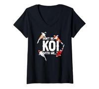 Femme Ne sois Pas timide Humour Poisson Koi Jeu de Mots T-Shirt avec Col en V