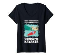 Femme Ne sous-Estimez jamais Un Vieux kayakiste d'eau vive T-Shirt avec Col en V