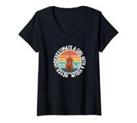Femme Ne sous-estimez jamais une fille avec un violon Fun Women Violonist T-Shirt avec Col en V